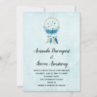 Blue Dreamcatcher com Casamento de Flores e Penas