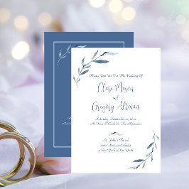 Convites Blue e White Watercolor deixam casamento com RSVP