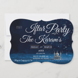 Convites Blue Elegant Mosque Ramadan Iftar Party 