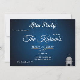 Convites Blue Elegant Mosque Ramadan Iftar Party  Invit