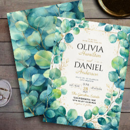 Convites Blue Eucalyptus with Gold Botanical Accents