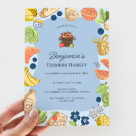 Convites Blue Farmers Market Organic Farm Fresh Birthday