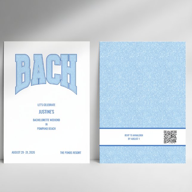 Convites Blue Faux Glitter BACH Bachelorette Party  (Criador carregado)