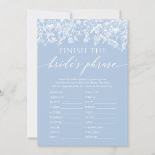 Convites Blue Finish the Bride Phrase Chá de panela Game