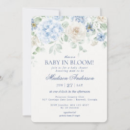 Convites Blue Floral Baby in Bloom Hydrangea Chá de fraldas