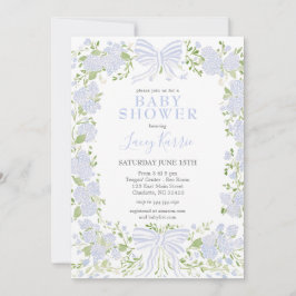 Convites Blue Floral Baby Shower Invitation, 