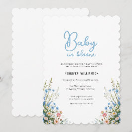 Convites Blue Floral Baby Shower invitation, Baby in Bloom