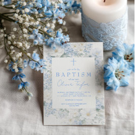 Convites Blue Floral  Boy  Baptism