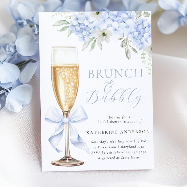 Convites Blue Floral Bridal Brunch Shower Invitation (Criador carregado)