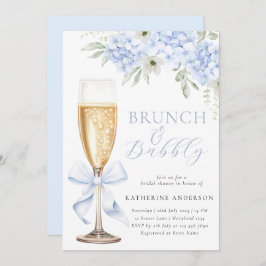 Convites Blue Floral Bridal Brunch Shower Invitation