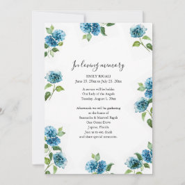 Convites Blue Floral Celebration of Life Invitations