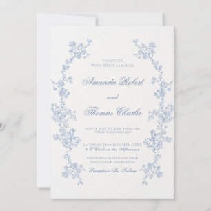 Convites Blue Floral Chinoiserie Weding