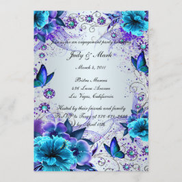 Convites Blue Floral e Butterfly Festa de noivado Invite