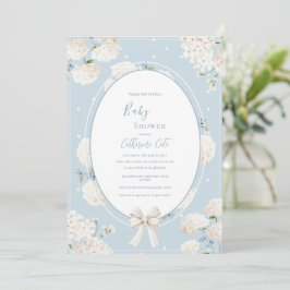 Convites Blue Floral Hydrangea Elegant Baby Shower