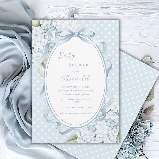 Convites Blue Floral Hydrangeas Whimsical Baby Shower  (Criador carregado)