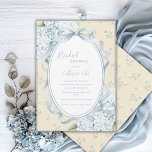 Convites Blue Floral Hydrangeas Yellow Whimsical Bridal<br><div class="desc">Beautiful blue watercolor ribbon frame surrounding lovely fonts and scripts done in coordinating colors bridal shower invite.  Hydrangeas.  A soft yellow background with tiny blue wildflowers background.  A perfect bridal shower invitation for any season.</div>