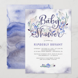Convites Blue Floral Little Man - Chá de fraldas