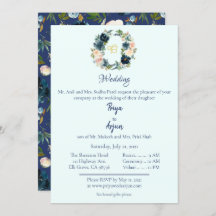 Blue Floral Watercolor Sikh Ik Onkar Casamento