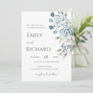 Convites Blue Floral Wedding