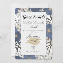 Convites Blue Flower Wedding Invitation