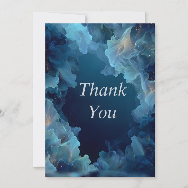 Convites Blue Flowing Abstract Thank You Card (Frente)