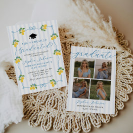 Convites Blue Freshly Lemon Citrus Graduation Party