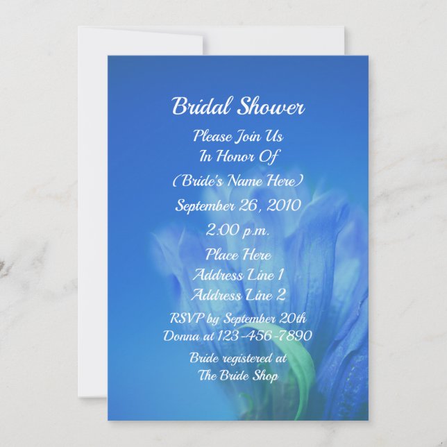 Convites Blue Gentian Flower Bridal Shower  (Frente)