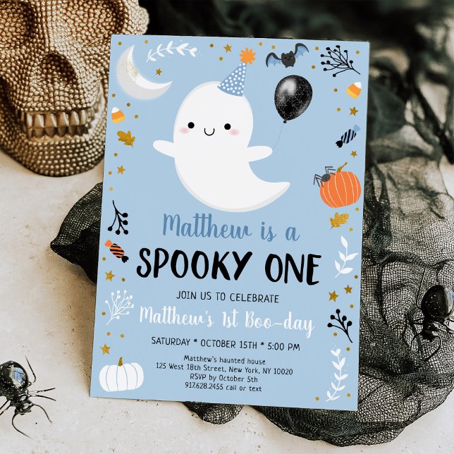 Convites Blue Ghost Spooky One First Birthday (Criador carregado)