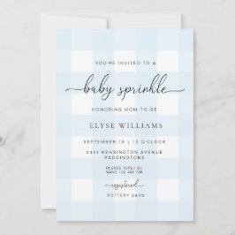 Convites Blue Gingham Baby Sprinkle