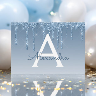 Convites Blue Glitter Sweet 16 Salve a data