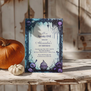 Convites Blue Gothic Spooky ONE Birthday