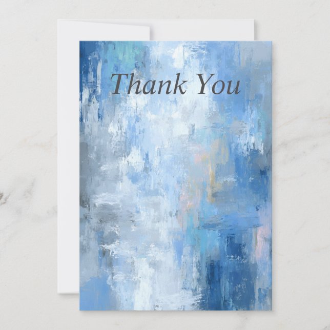 Convites Blue & Gray Abstract Paint Thank You Card (Frente)