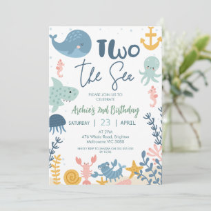 Convites Blue Green Photo Boys 2 The Sea Birthday