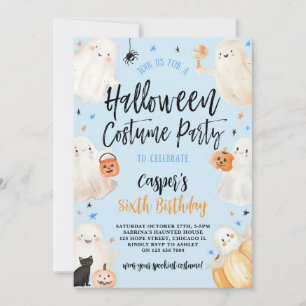 Convites Blue Halloween Spooky Boy Birthday Festa de Figuri