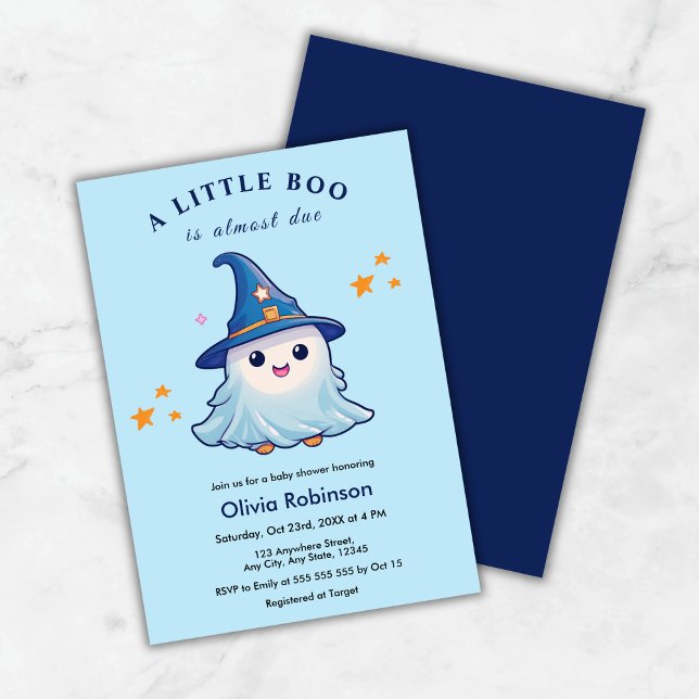 Convites Blue Halloween Um Pequeno Chá de fraldas (Blue Halloween A Little Boo Baby Shower Invitation )