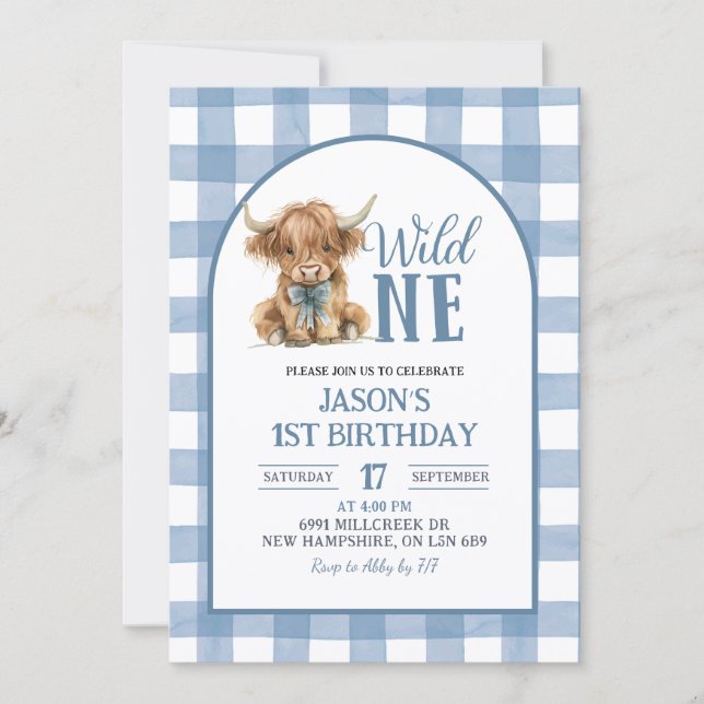 Convites Blue Heifer Bull First Birthday Invitation (Frente)