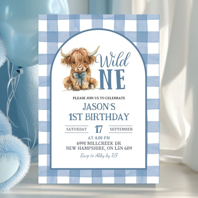 Convites Blue Heifer Bull First Birthday Invitation (Criador carregado)