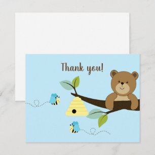 Convites Blue Honey Bee Bo Flat Obrigado Notas