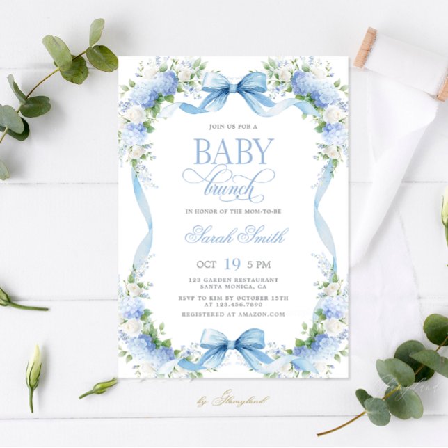 Convites Blue Hydrangea Baby Brunch (Criador carregado)