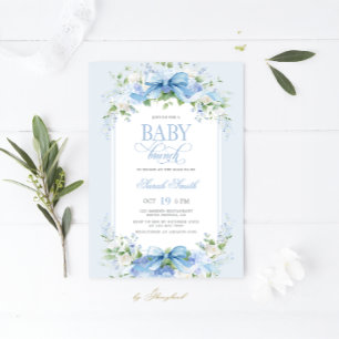 Convites Blue Hydrangea Baby Brunch