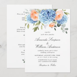 Convites Blue Hydrangea Blush Roses Rosa Casando Tudo Em Um