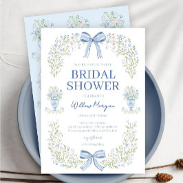 Convites Blue Hydrangea Bow Bridal Shower Invitation