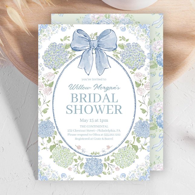 Convites Blue Hydrangea Bridal Shower Invitation (Criador carregado)