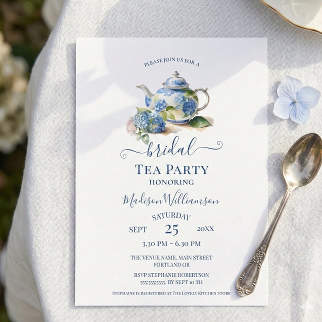 Convites Blue Hydrangea Bridal Tea Party (Criador carregado)