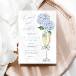 Convites Blue Hydrangea Brunch e Champanhe Dourado Borrachã<br><div class="desc">Esta bela design apresenta flores azuis de hydrangea e seu texto personalizado. Use o formulário modelo para adicionar suas informações.</div>