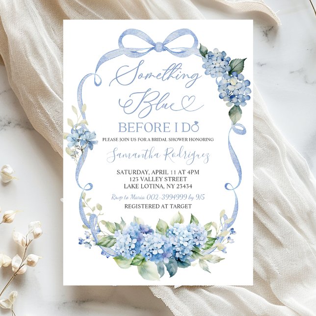 Convites Blue Hydrangea Coquette Something Blue Bridal (Criador carregado)