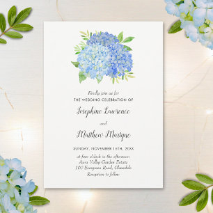 Convites Blue Hydrangea Deixa Aquarela Floral Casamento