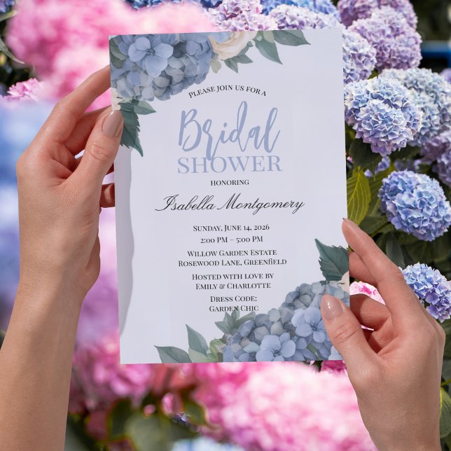 Convites Blue Hydrangea Elegant Bridal Shower Style (Blue Hydrangea Elegant Bridal Shower Style Invitations
)