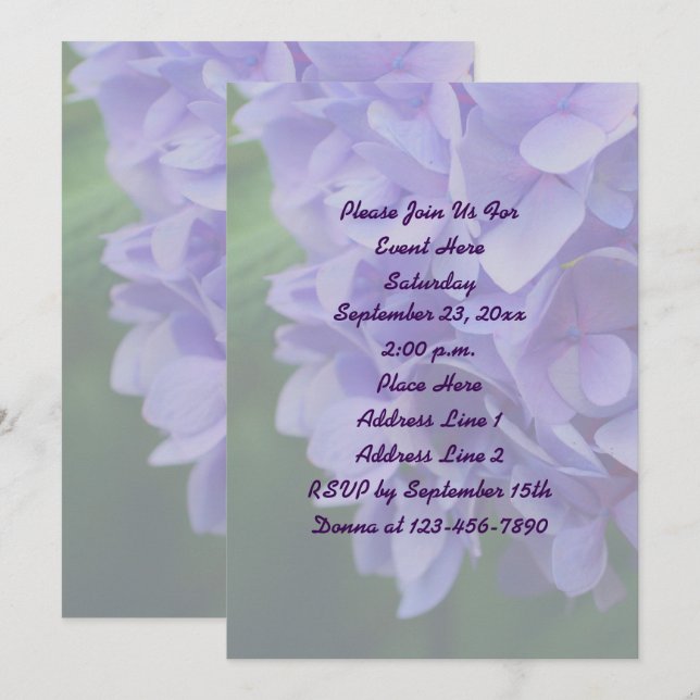 Convites Blue Hydrangea Floral Party (Frente/Verso)