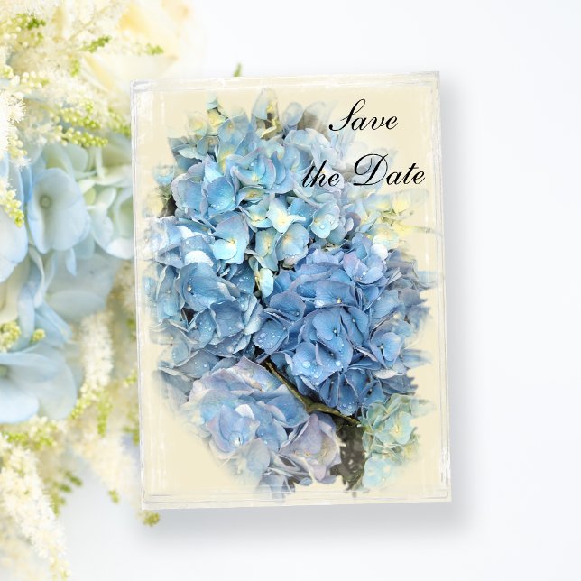 Convites Blue Hydrangea Flower Weding the Date (Criador carregado)